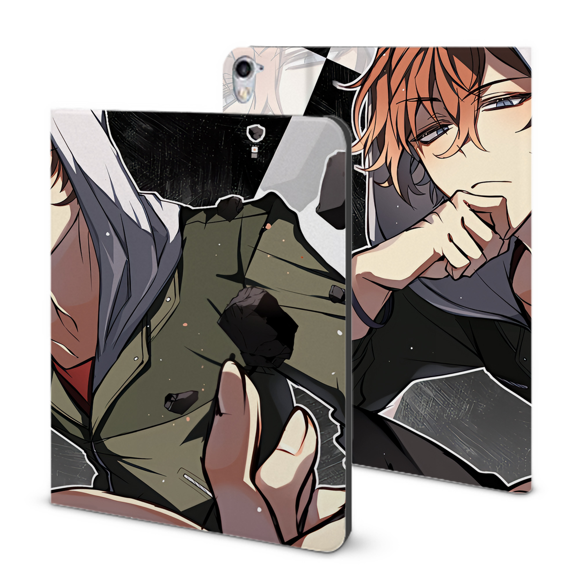 （画像用） 文豪ストレイドッグス Bungo Stray Dogs IPad ケース ブック型 PUレザー TPU 耐衝撃 軽量 薄型 ペン収納なし 全面保護 IPad 各モデル対応